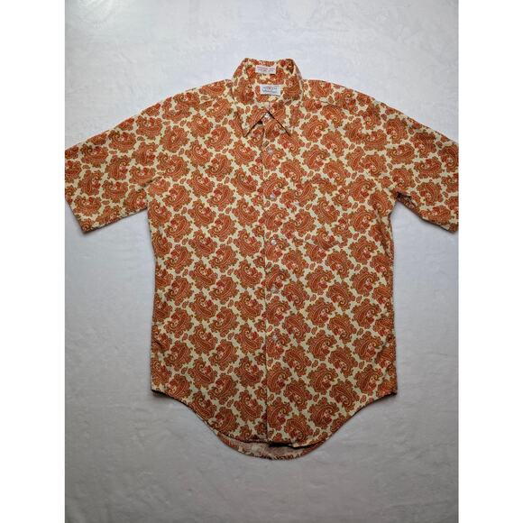 Pennleigh Club 333 Mens Short Sleeve Button Down Shirt M Red Paisley WT Grant Co - Picture 3 of 6